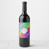 Étiquette Pour Bouteilles De Vin Clambake Clam et Motif de mollusques Rainbow (Devant)