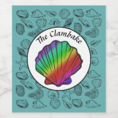 Étiquette Pour Bouteilles De Vin Clambake Rainbow Clam Shellfish Motif Party (Étiquettes simples)
