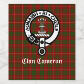 Étiquette Pour Bouteilles De Vin Clan Cameron Crest Badge personnalisable (Étiquettes simples)
