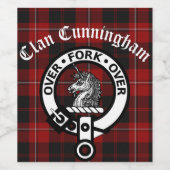 Étiquette Pour Bouteilles De Vin Clan Cunningham Badge & Tartan (Étiquettes simples)