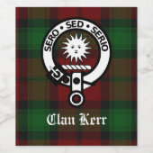 Étiquette Pour Bouteilles De Vin Clan Kerr Tartan et Crest (Étiquettes simples)