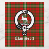 Étiquette Pour Bouteilles De Vin Clan Scott Crest Badge et Tartan (Étiquettes simples)