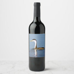 Étiquette Pour Bouteilles De Vin Clark's Grebe Painting - Art original pour les ois