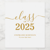 Étiquette Pour Bouteilles De Vin Classe de 2025 Gold Script Graduation (Étiquettes simples)