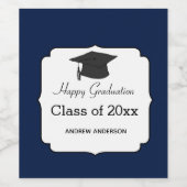 Étiquette Pour Bouteilles De Vin Classe de Graduation Bleue de 2023 (Étiquettes simples)