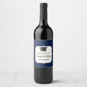 Étiquette Pour Bouteilles De Vin Classe de Graduation Bleue de 2023 (Devant)
