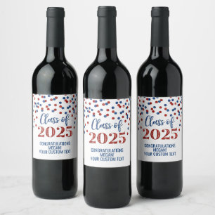Étiquette Pour Bouteilles De Vin Classe de Parties scintillant Bleu Rouge de 2025 G