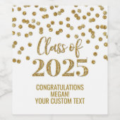 Étiquette Pour Bouteilles De Vin Classe de Parties scintillant d'or de 2025 Graduat (Étiquettes simples)