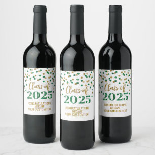 Étiquette Pour Bouteilles De Vin Classe de Parties scintillant d'or vert de 2025 Gr