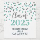 Étiquette Pour Bouteilles De Vin Classe de Parties scintillant Silver Turquoise de  (Étiquettes simples)