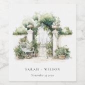 Étiquette Pour Bouteilles De Vin Classé Français Jardin Paysage Mariage d'aquarelle (Étiquettes simples)