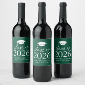 Étiquette Pour Bouteilles De Vin Classe moderne de 2025 Script Green Graduation (Bouteilles)