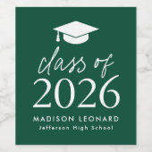 Étiquette Pour Bouteilles De Vin Classe moderne de 2025 Script Green Graduation (Étiquettes simples)