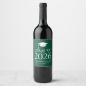 Étiquette Pour Bouteilles De Vin Classe moderne de 2025 Script Green Graduation (Devant)
