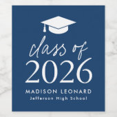 Étiquette Pour Bouteilles De Vin Classe moderne de 2025 Script Marine Graduation (Étiquettes simples)
