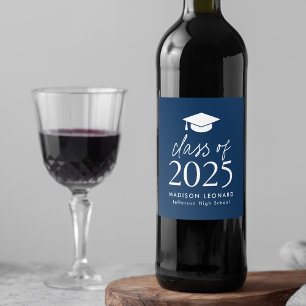 Étiquette Pour Bouteilles De Vin Classe moderne de 2025 Script Marine Graduation