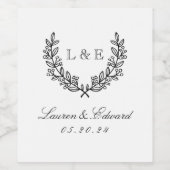 Étiquette Pour Bouteilles De Vin Classic Laurel Mariage Monogramme initial (Étiquettes simples)