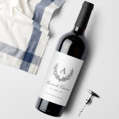 Étiquette Pour Bouteilles De Vin Classic Laurel Monogram Mariage Vin Bottle Étiquet