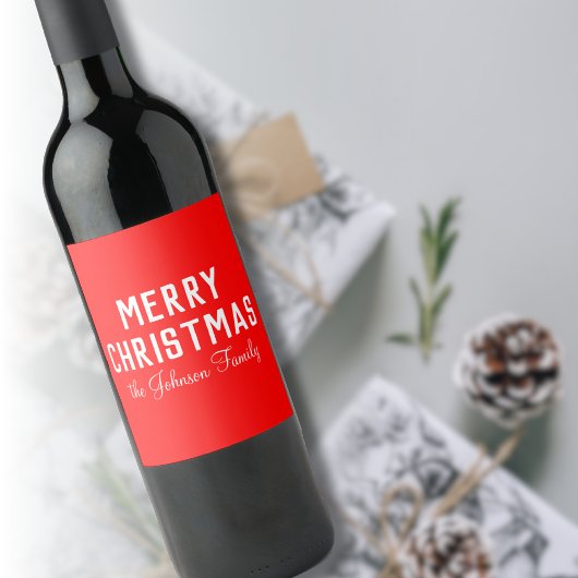 Étiquette Pour Bouteilles De Vin Classique Cool moderne Noël rouge