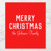 Étiquette Pour Bouteilles De Vin Classique Cool moderne Noël rouge (Étiquettes simples)