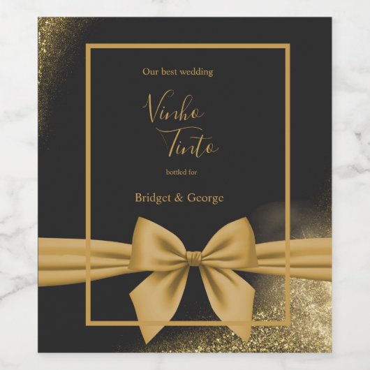 Étiquette Pour Bouteilles De Vin classique élégant filigree noir or mariage (Étiquettes simples)