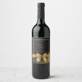Étiquette Pour Bouteilles De Vin classique élégant filigree noir or mariage (Devant)