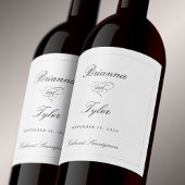 Étiquette Pour Bouteilles De Vin Classique simple élégant blanc Mariage formel