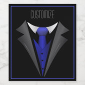 Étiquette Pour Bouteilles De Vin Classy Gentleman Blue Tie 2  (Étiquettes simples)