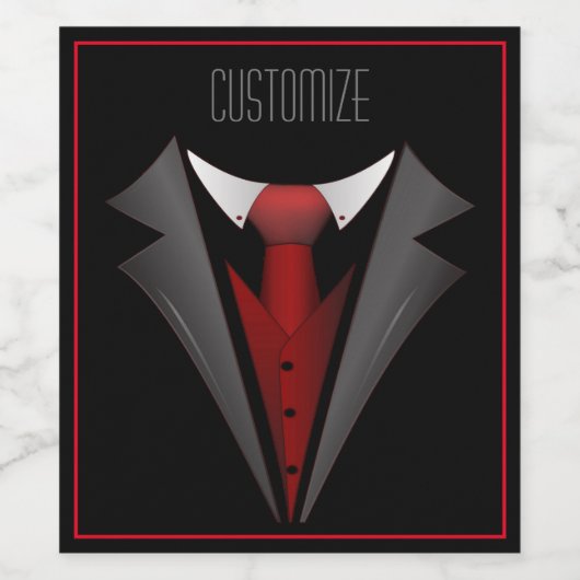 Étiquette Pour Bouteilles De Vin Classy Gentleman Red Cravate 2 (Étiquettes simples)