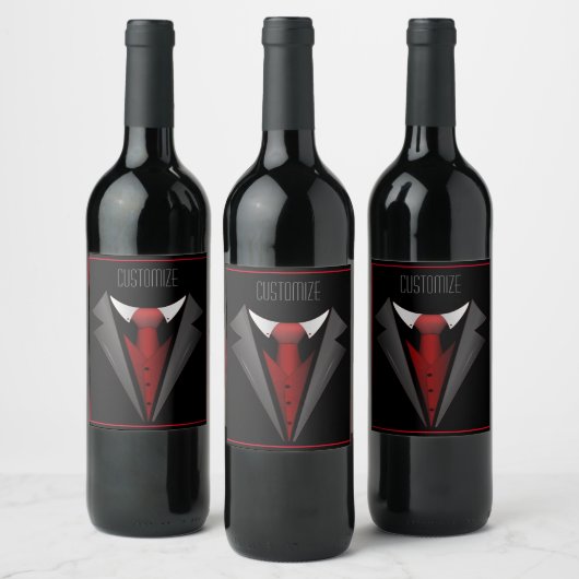 Étiquette Pour Bouteilles De Vin Classy Gentleman Red Tie 2 (Bouteilles)