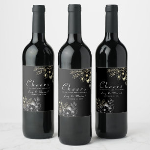 Étiquette Pour Bouteilles De Vin Classy Gold et Black Mariage