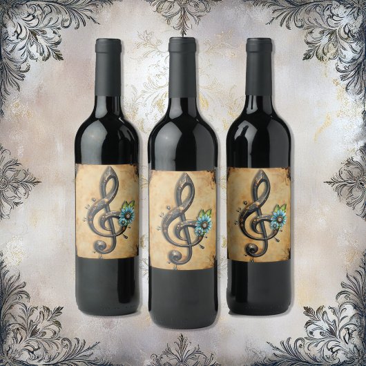 Étiquette Pour Bouteilles De Vin Clef mécanique