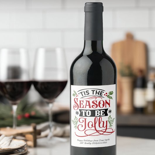 Étiquette Pour Bouteilles De Vin Clientèle de vacances joyeuses de Noël