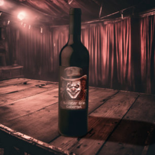 Étiquette Pour Bouteilles De Vin Clown effrayant de Trickster tordu