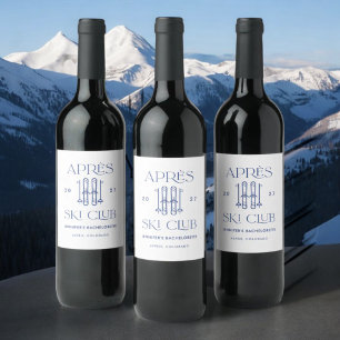 Étiquette Pour Bouteilles De Vin Club Après-Ski Fête de Ski d'Hiver Enterrement de