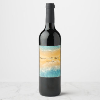 Étiquette Pour Bouteilles De Vin Coastal Chic Golden Sand Turquoise Mariage Bienven