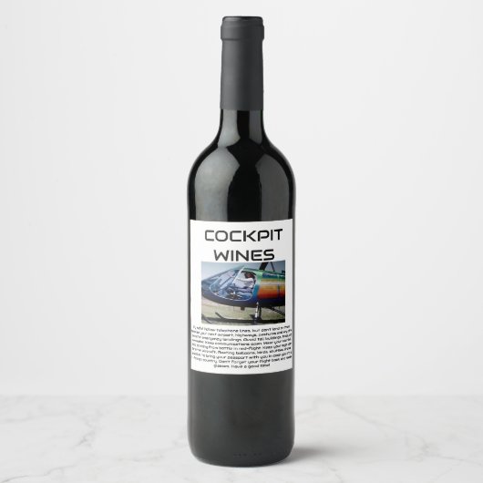 ÉTIQUETTE POUR BOUTEILLES DE VIN COCKPIT WINES (Devant)