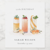 Étiquette Pour Bouteilles De Vin Cocktail de fruits mignons Orange Blush Anniversai (Étiquettes simples)