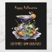 Étiquette Pour Bouteilles De Vin Cocktail Halloween crâne (Étiquettes simples)