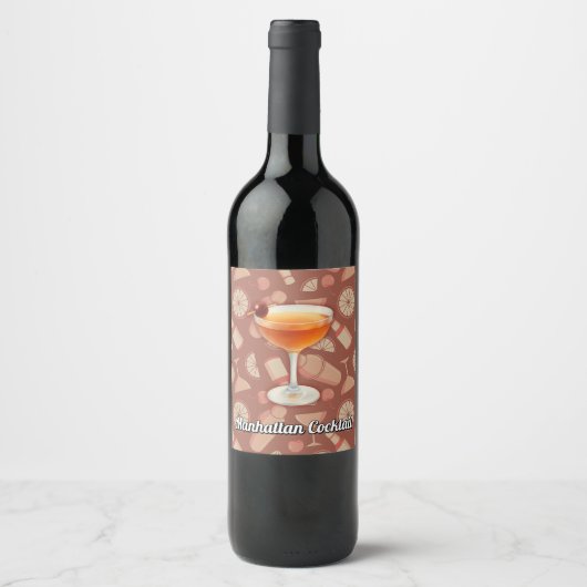 Étiquette Pour Bouteilles De Vin Cocktail Manhattan (Devant)