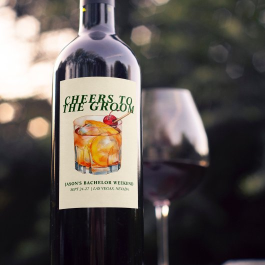 Étiquette Pour Bouteilles De Vin Cocktail Old Fashioned Week-end de célibataire