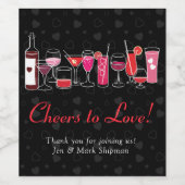 Étiquette Pour Bouteilles De Vin Cocktails rétro Valentines (Étiquettes simples)