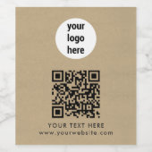 Étiquette Pour Bouteilles De Vin Code QR texte logo d'entreprise site Web Kraft Cli (Étiquettes simples)