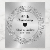 Étiquette Pour Bouteilles De Vin Coeur Argent Et Noir (Étiquettes simples)