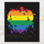 Étiquette Pour Bouteilles De Vin Coeur d'amour gay pride (Étiquettes simples)