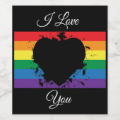 Étiquette Pour Bouteilles De Vin Coeur d'amour gay pride (Étiquettes simples)