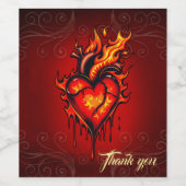 Étiquette Pour Bouteilles De Vin Cœur enflammé. (Étiquettes simples)