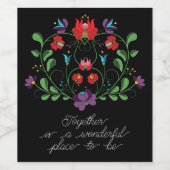 Étiquette Pour Bouteilles De Vin Coeur floral avec citation (Étiquettes simples)