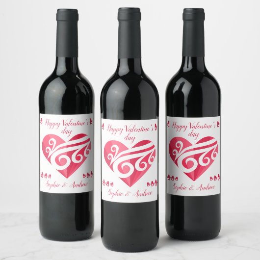 Étiquette Pour Bouteilles De Vin Coeur Heureuse Sainte-Valentin (Bouteilles)