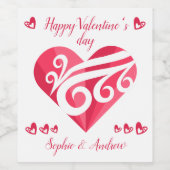 Étiquette Pour Bouteilles De Vin Coeur Heureuse Sainte-Valentin (Étiquettes simples)